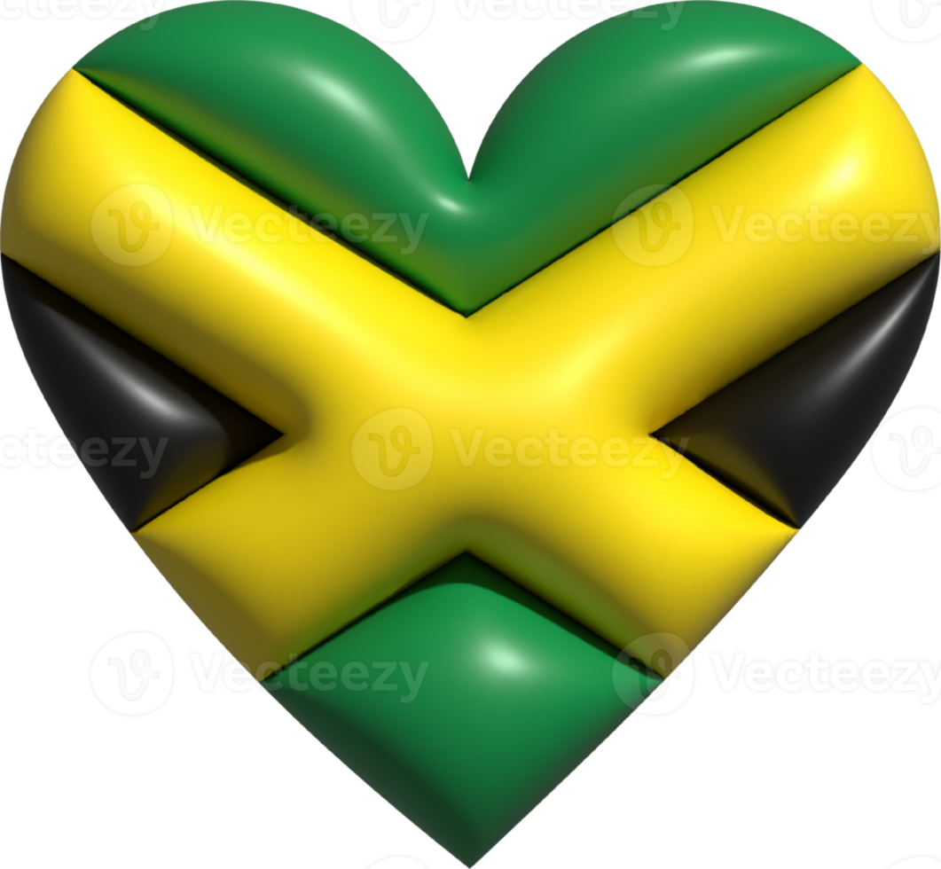 jamaica flagga hjärta 3d. png