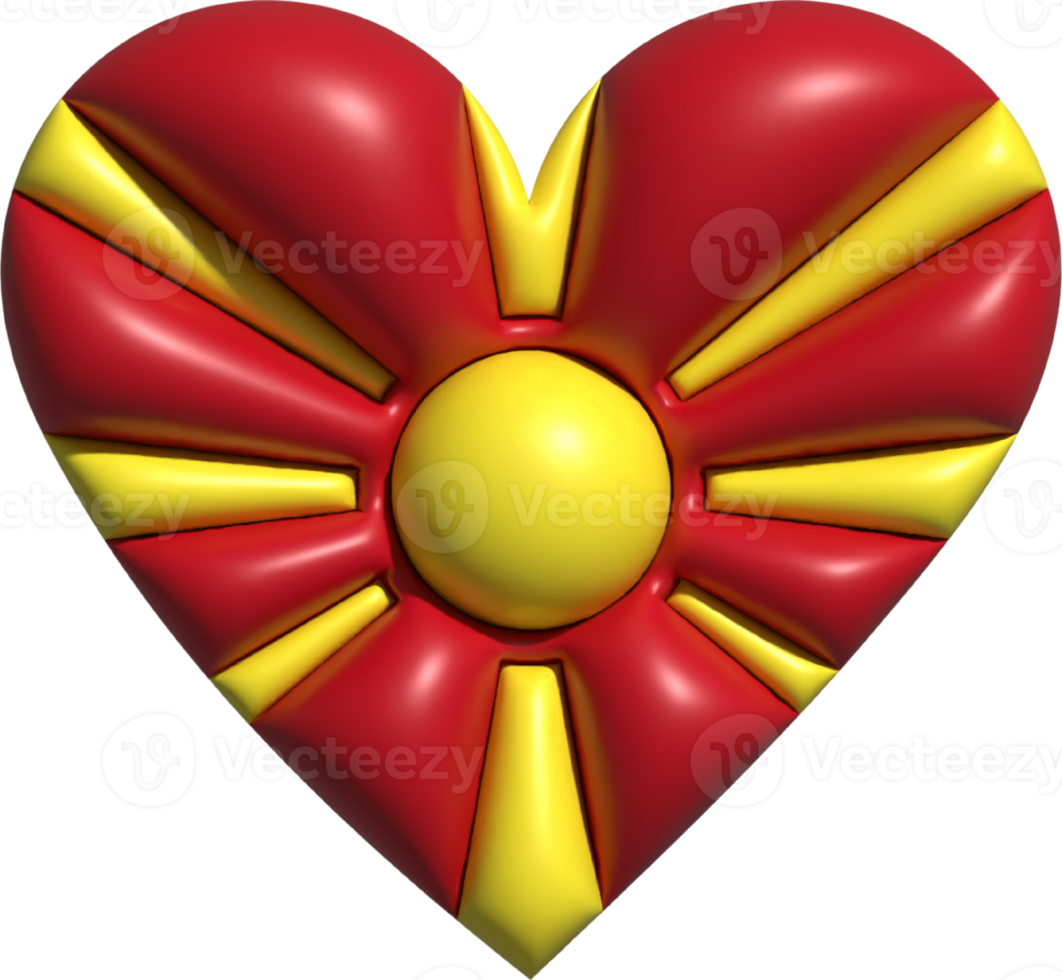 norte macedonia bandera corazón 3d. png