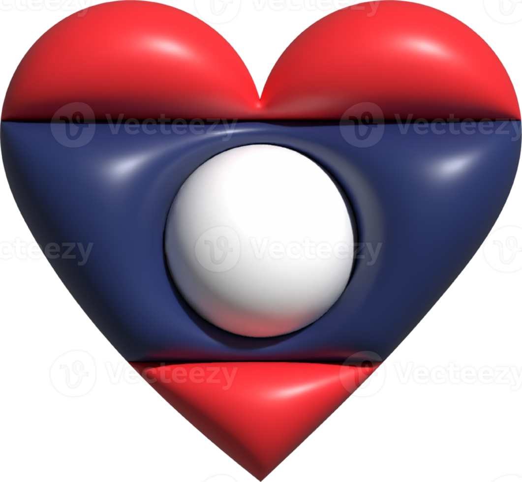 Laos flag heart 3D. png