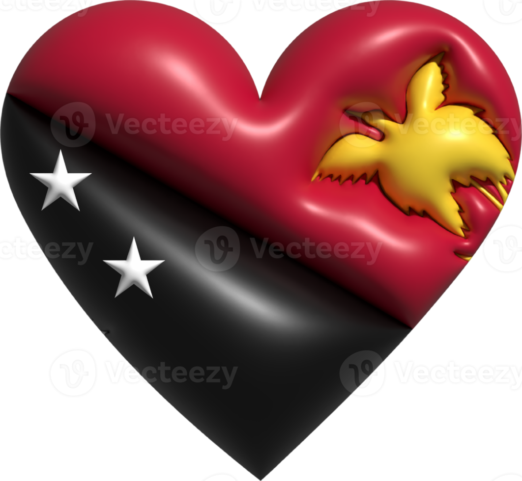 papua ny guinea flagga hjärta 3d. png