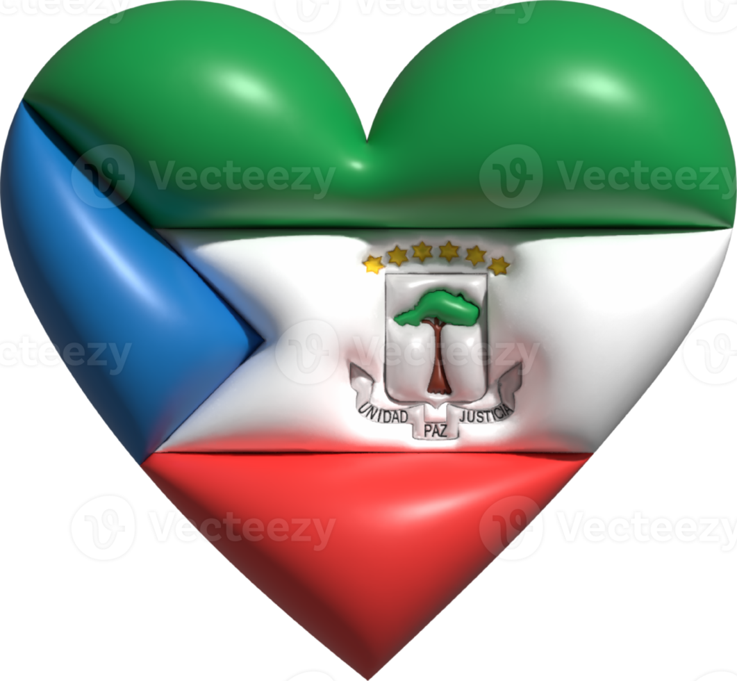 Equatorial Guinea flag heart 3D. png