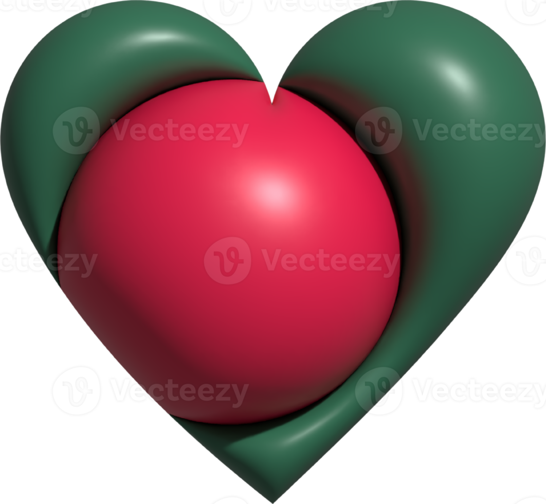 Bangladesh flag heart 3D. png