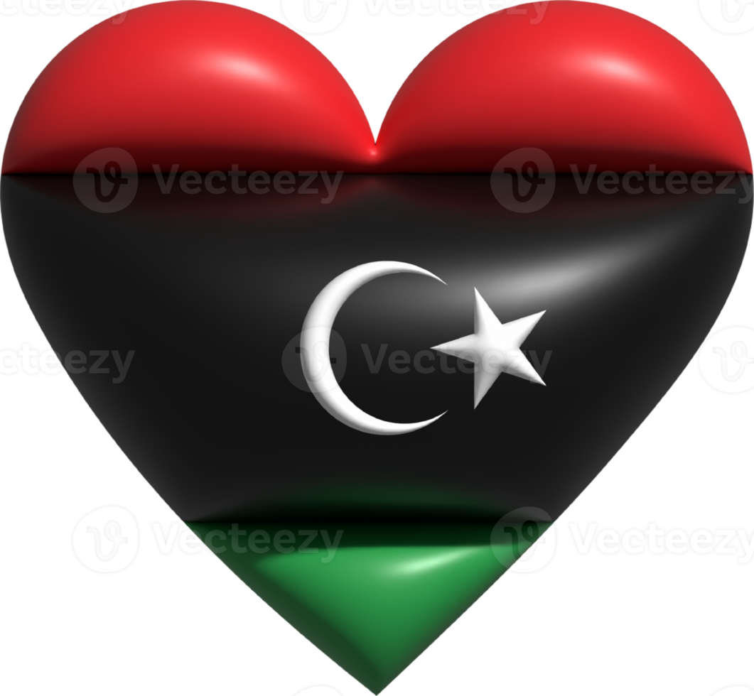 libyen flagga hjärta 3d. png