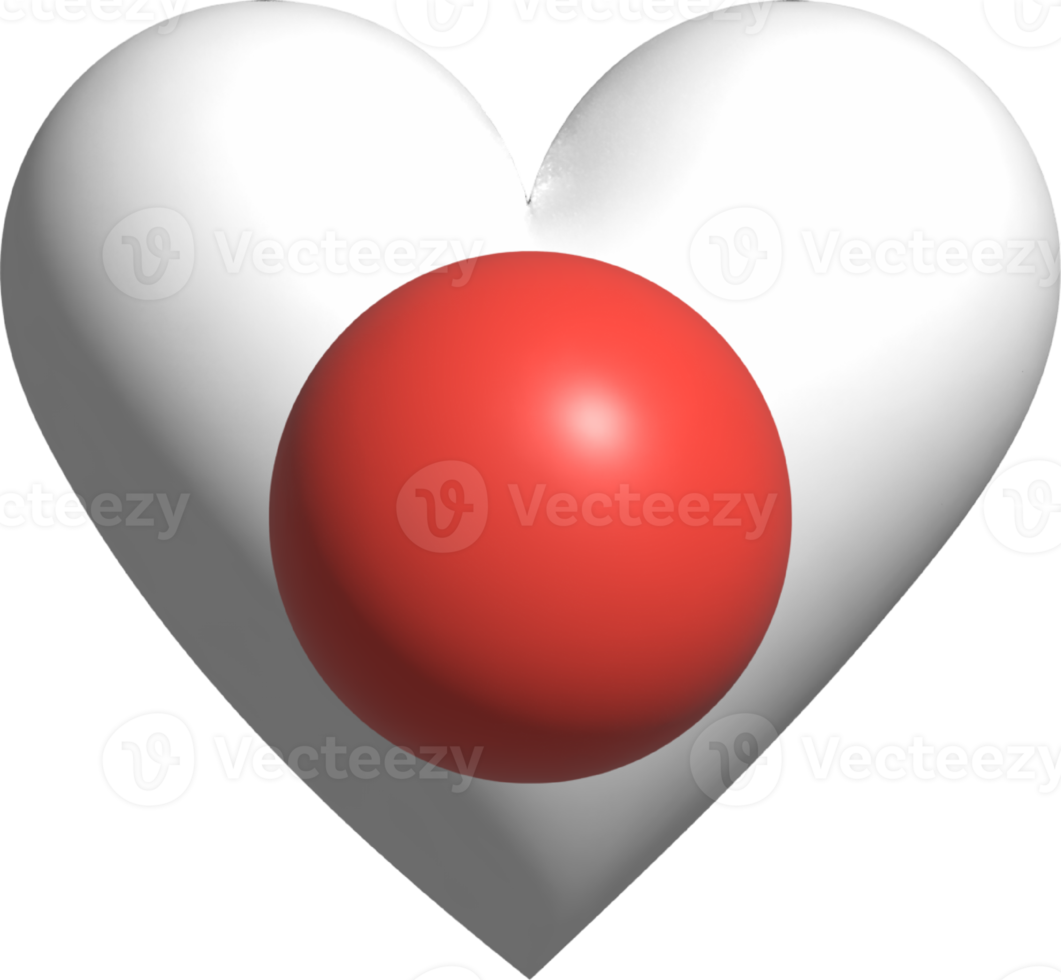 Japan flag heart 3D. png