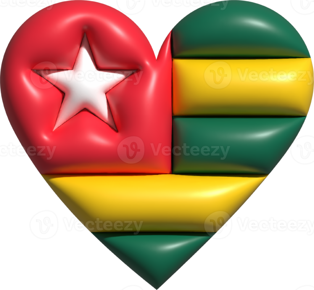 Togo flag heart 3D. png