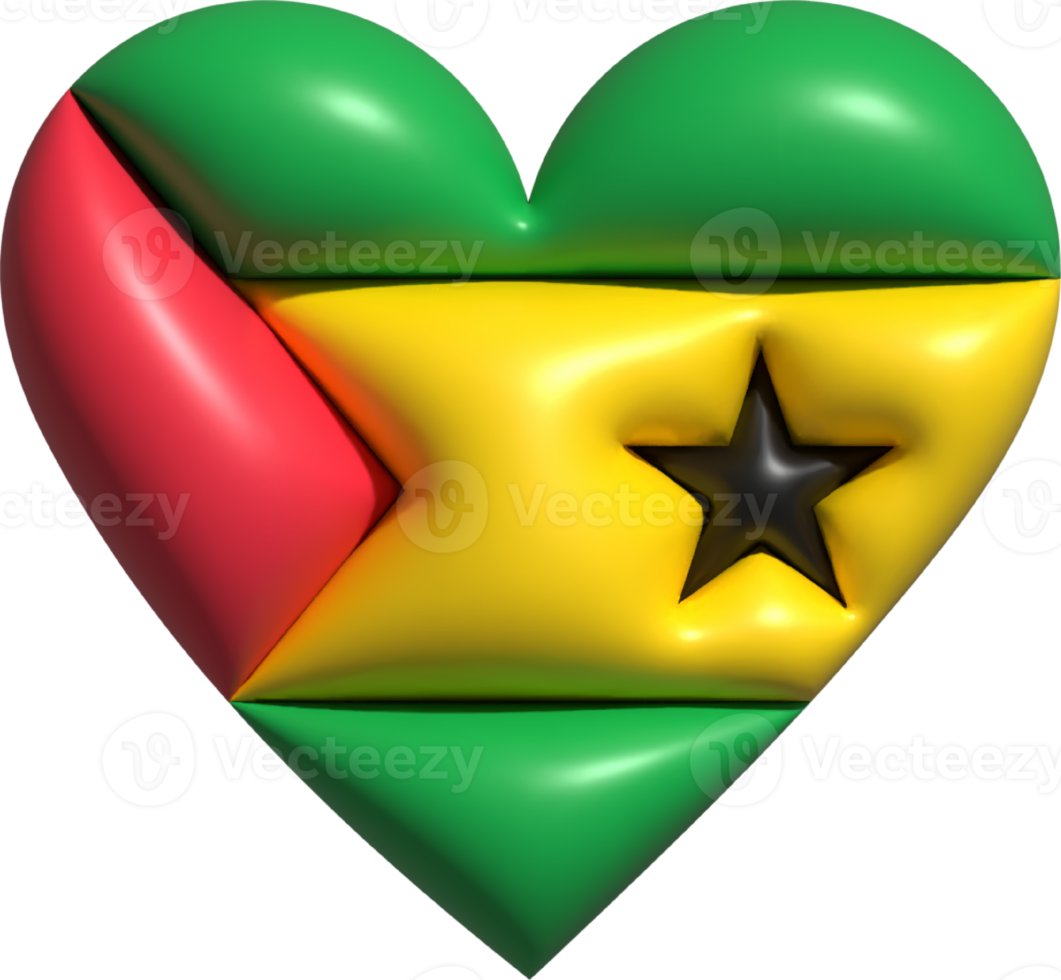 Sao Tome and Principe flag heart 3D. png