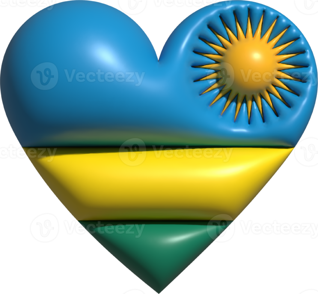 Rwanda flag heart 3D. png