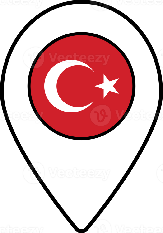 Turkey flag map pin navigation icon. png