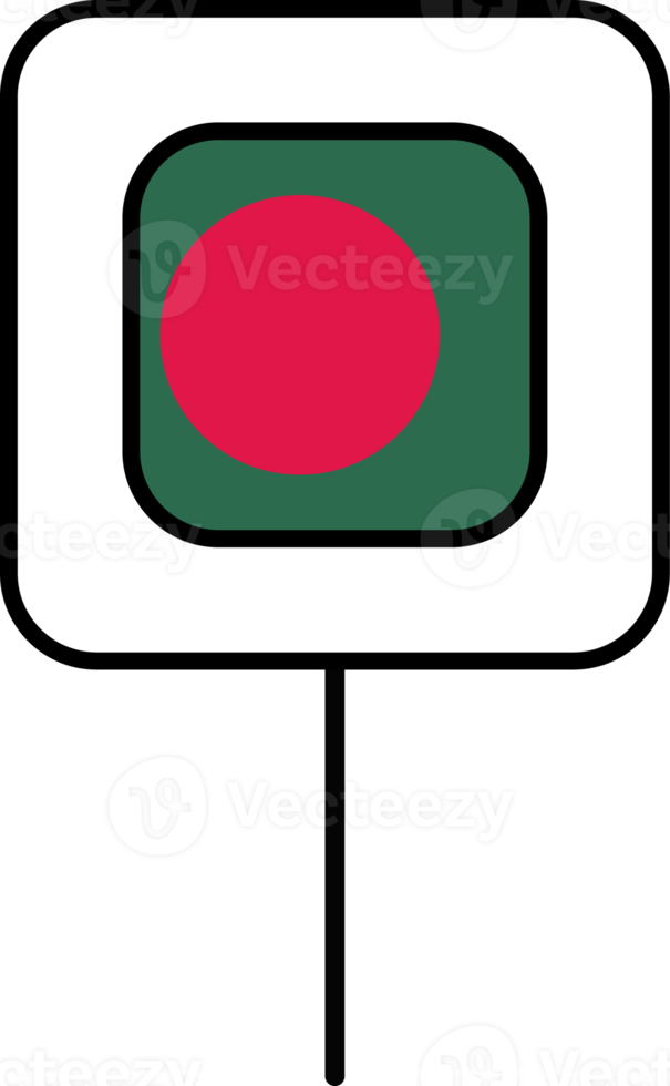 bangladesh flagga fyrkant stift ikon. png