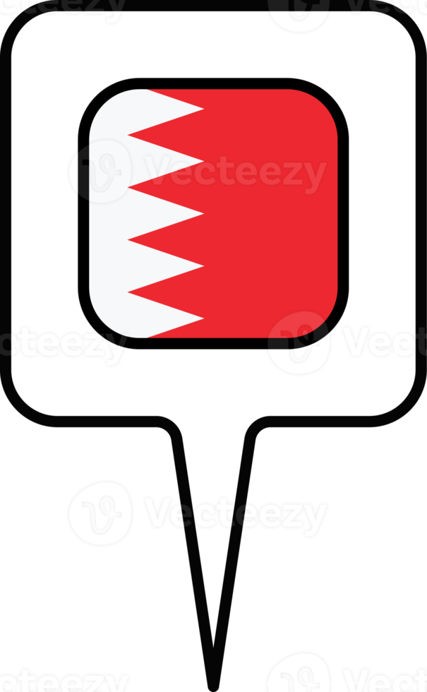 Bahrain flag Map pointer icon, square design. png
