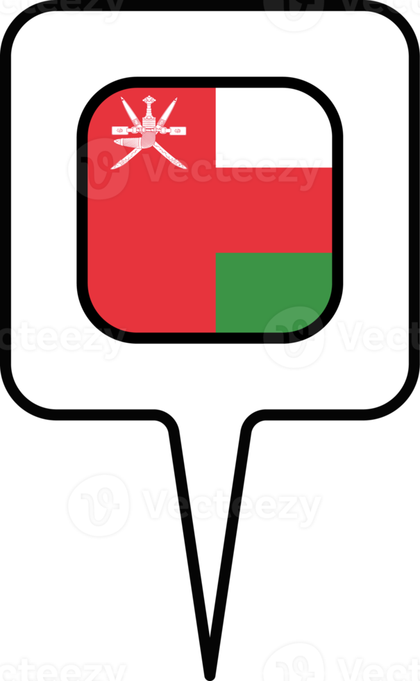 Oman vlag kaart wijzer icoon, plein ontwerp. png