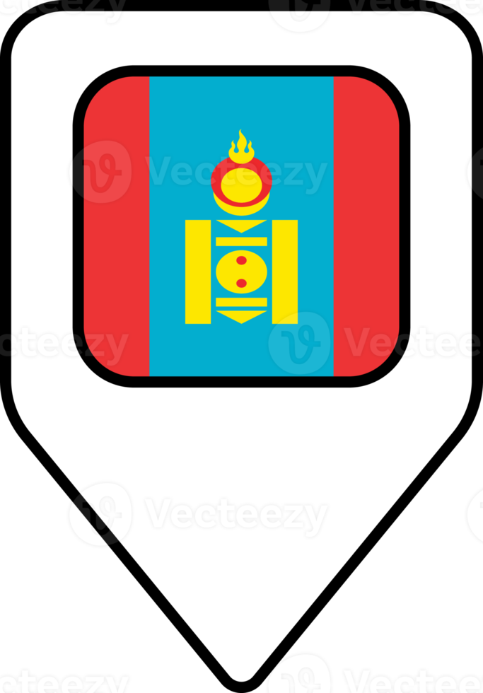 Mongolia flag map pin navigation icon, square design. png