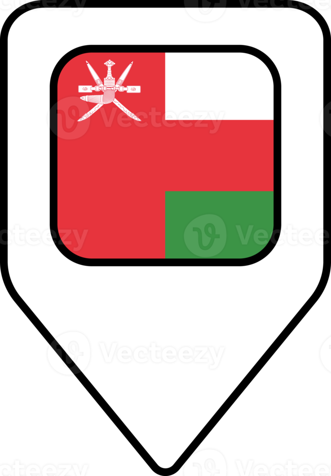 Oman Flagge Karte Stift Navigation Symbol, Platz Design. png