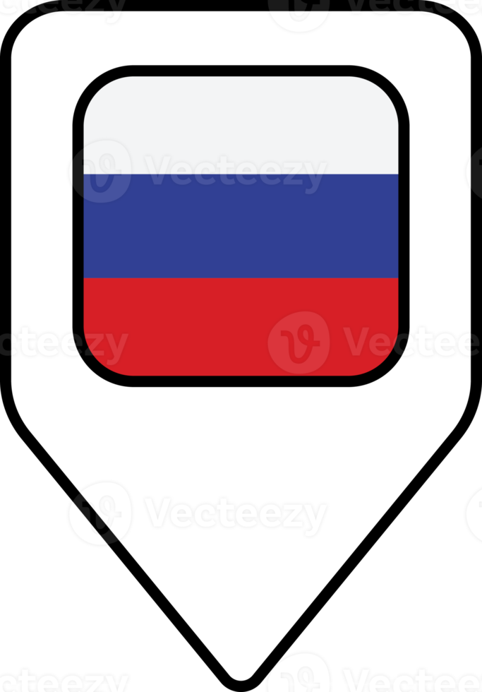 Russia flag map pin navigation icon, square design. png