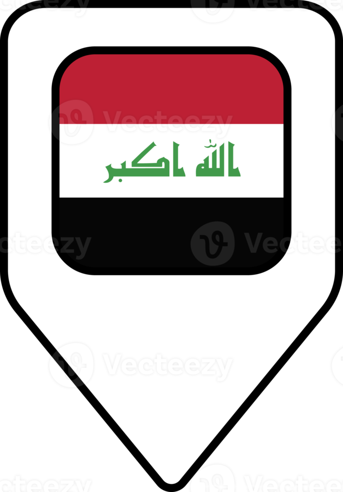 Iraq flag map pin navigation icon, square design. png