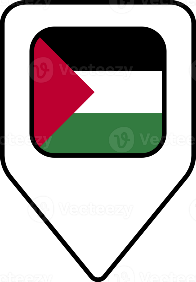 State of Palestine flag map pin navigation icon, square design. png