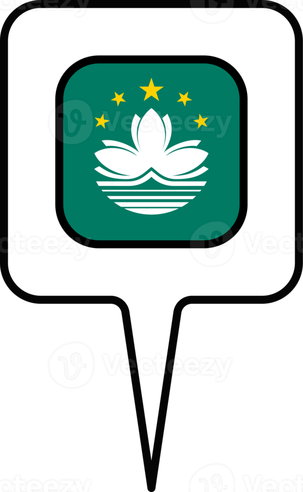 Macau flag Map pointer icon, square design. png