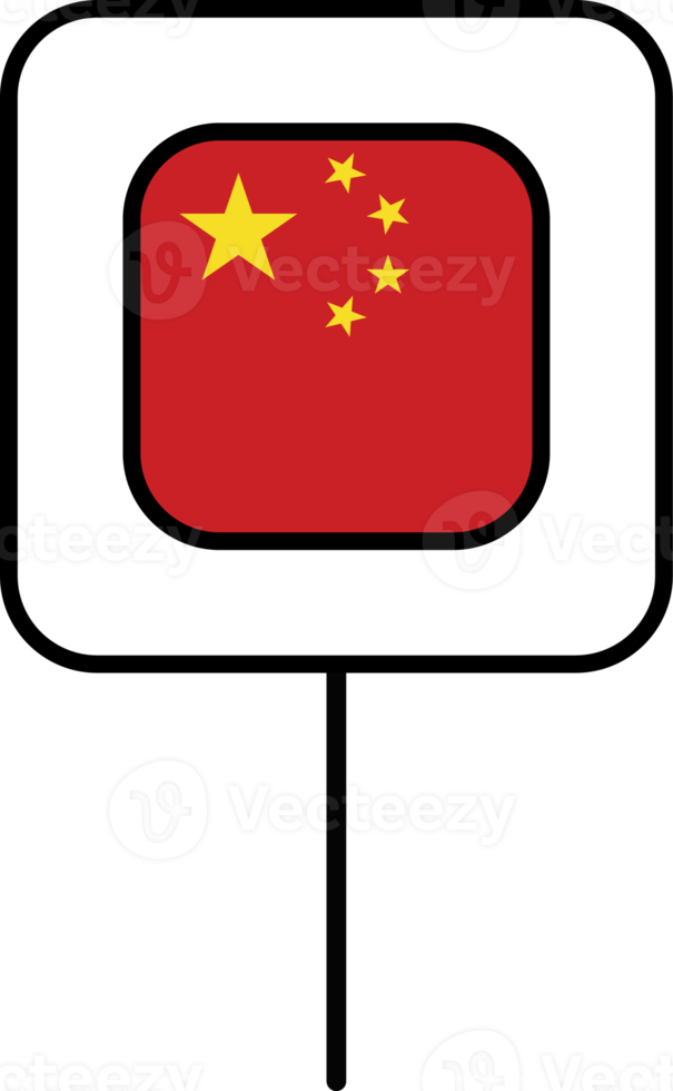 China bandeira quadrado PIN ícone. png
