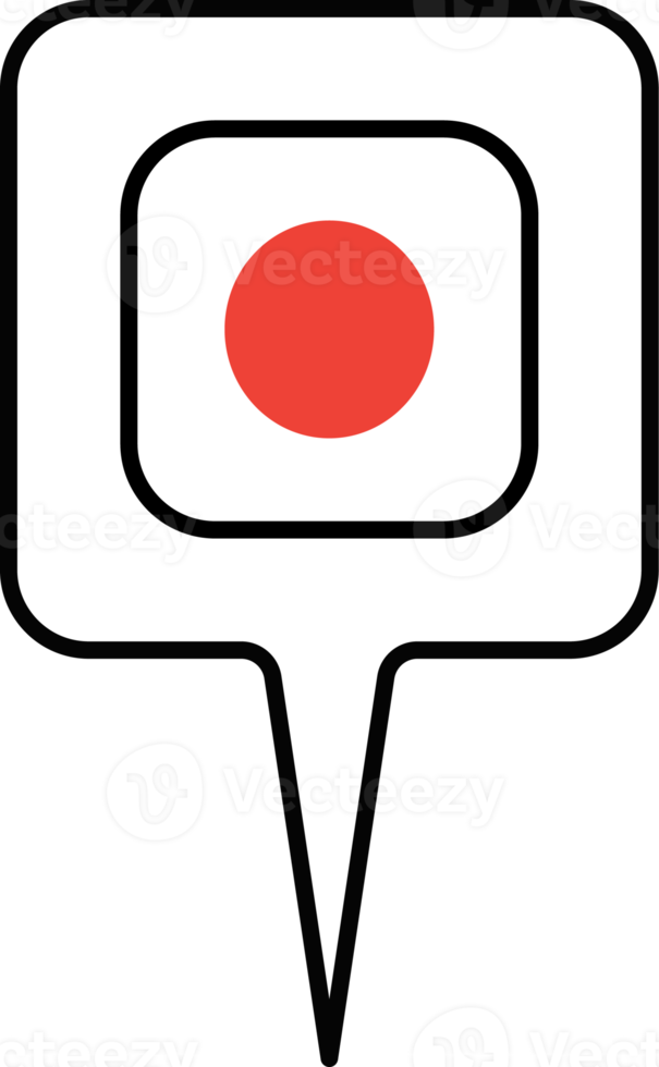 Japon drapeau carte aiguille icône, carré conception. png