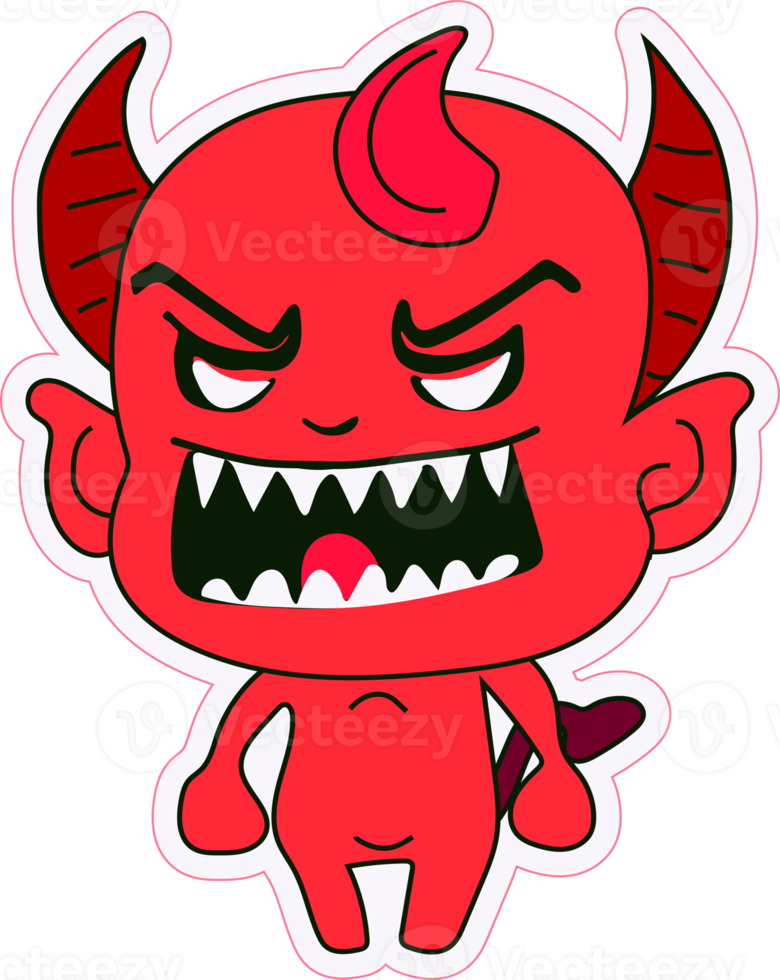 Sticker emoji emoticon emotion happy character sweet hellish entity cute horned devil, evil spirit, devilry, impure force png