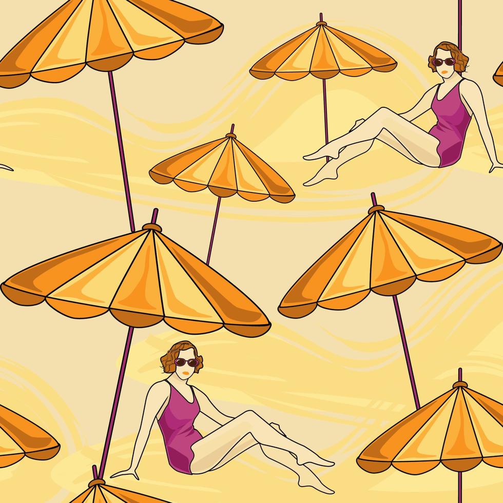 vector illustration seamless pattern background. summer, vacation, beach, shells, sand for fabric posters postcards