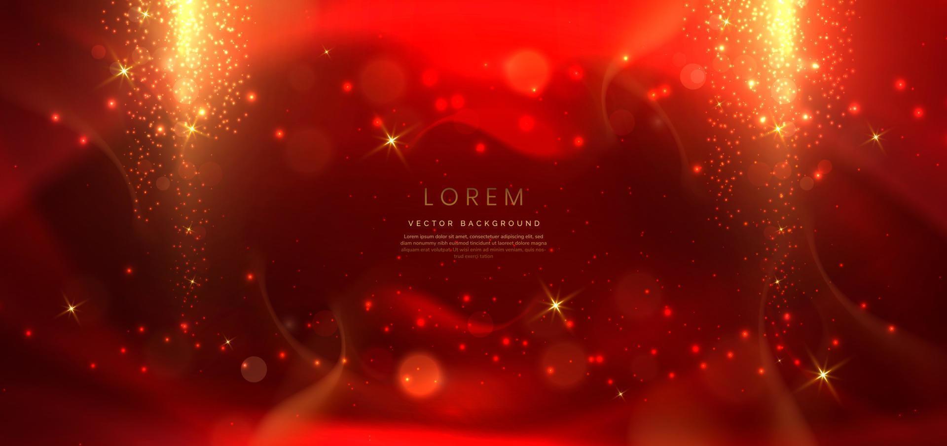 Abstract elegant dark red background with golden glowing effect. Template premium award design. vector