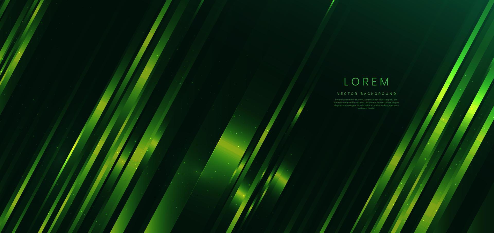 Abstract elegant dark green speed lines background and lighting effect sparkle. Luxury template design. vector