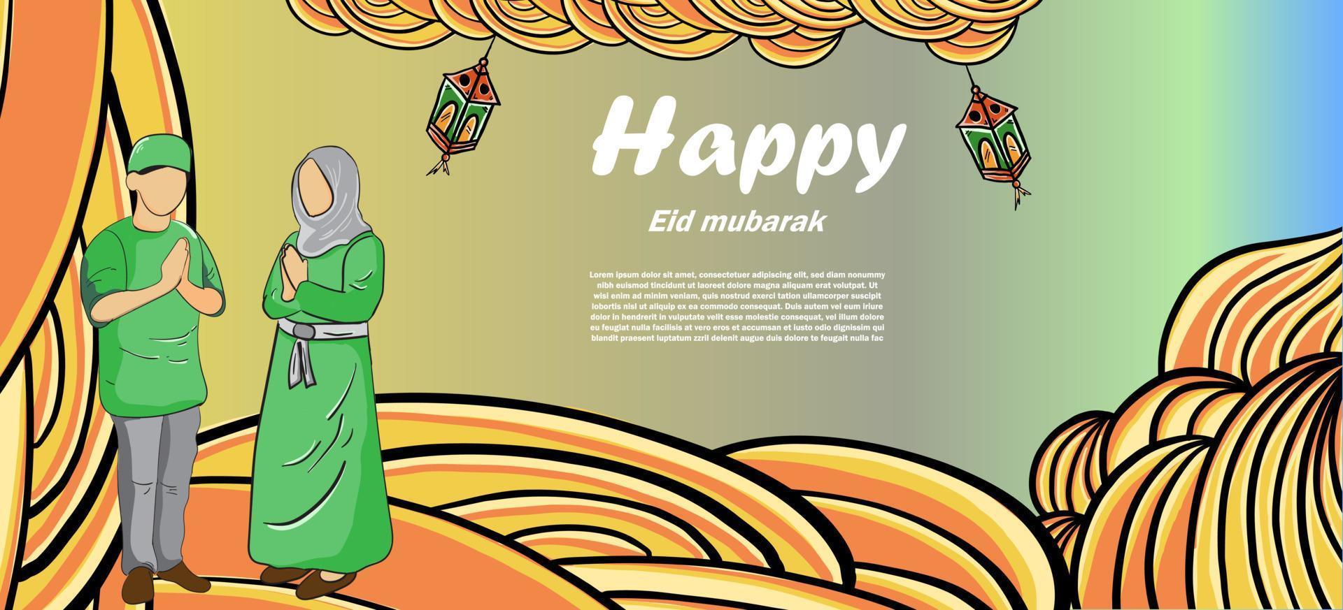 Happy Eid Al fitri Islamic moment Free vector