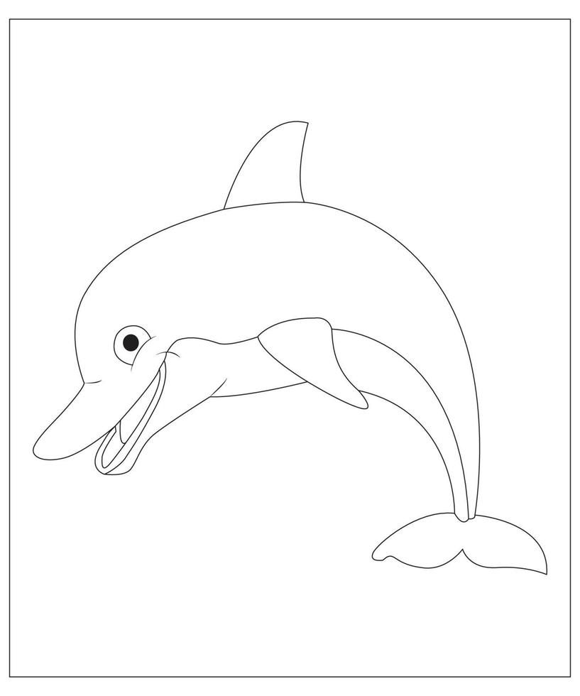 dolphin coloring book page for kids vector