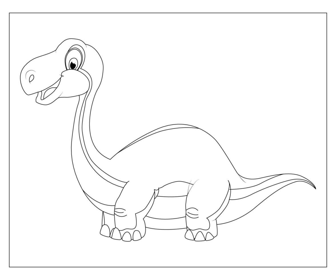 Cute cartoon dinosaur. Black and white vector illustration for coloring book