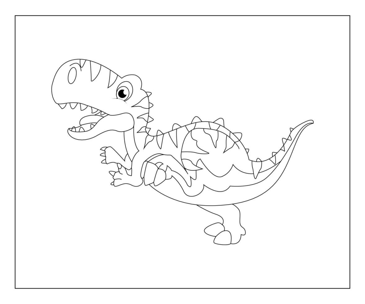 Cute cartoon dinosaur. Black and white vector illustration for coloring book
