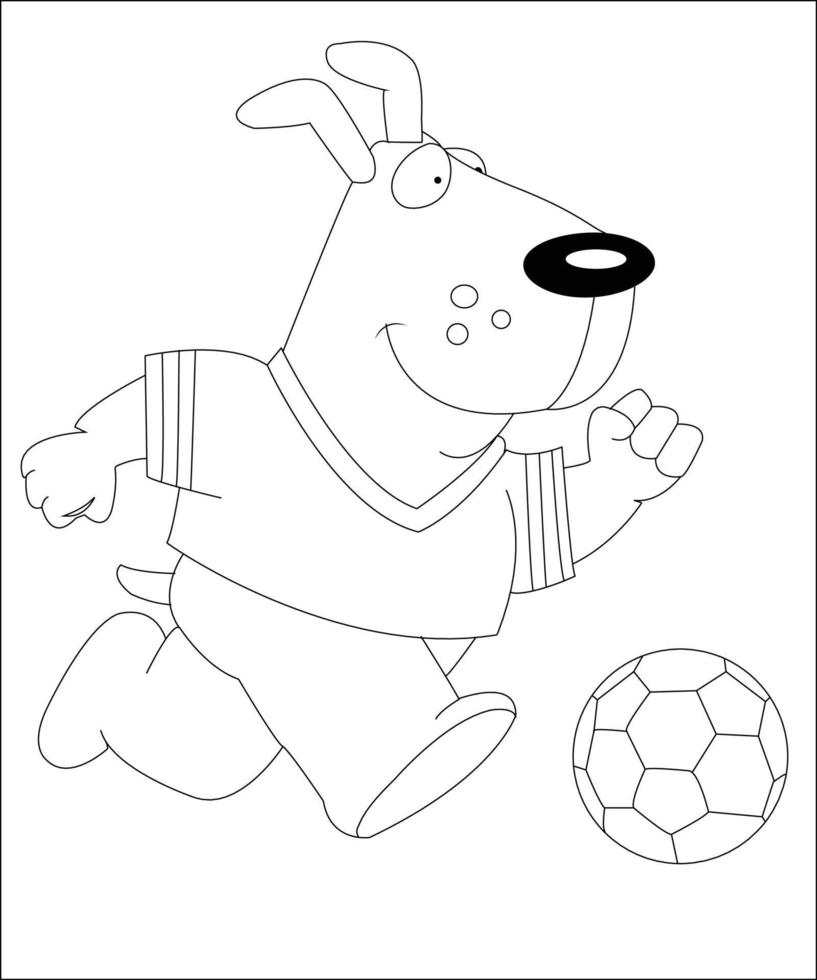 gracioso perro jugando fútbol, vector ilustración, para niños y adulto