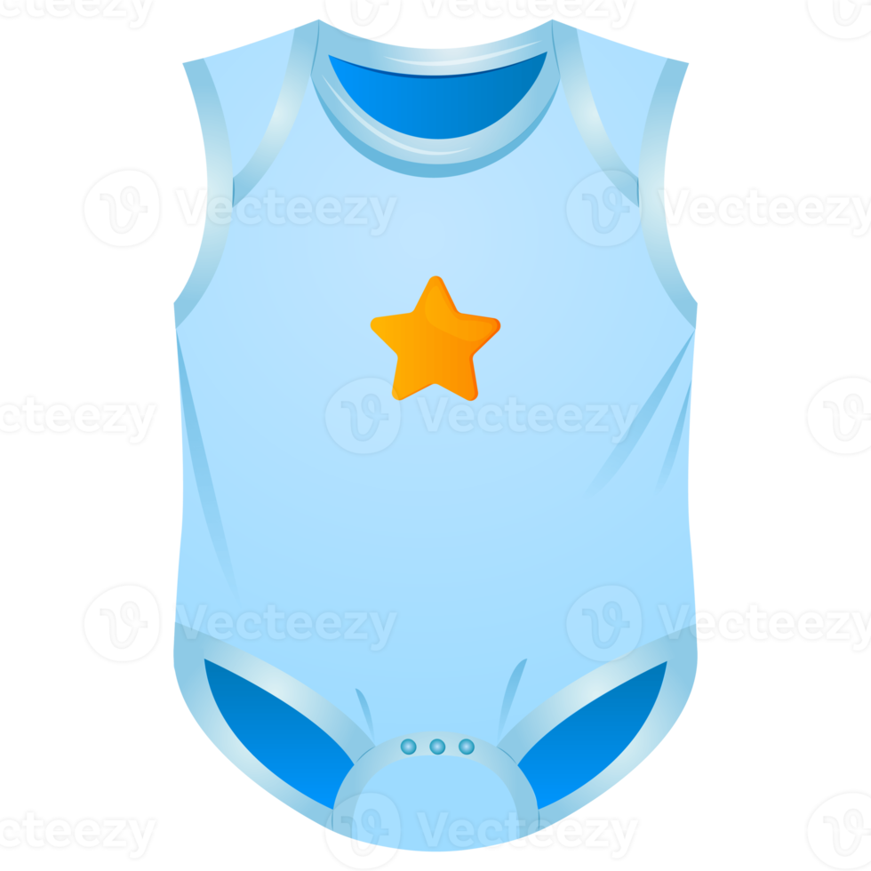 bleu dessin animé bébé garçon le maillot de corps avec une étoile bébé vêtements magasin, nouveau née, accouchement, bébé se soucier, petite enfance, enfance concept, le sexe révéler. isolé illustration. bébé douche invitation png