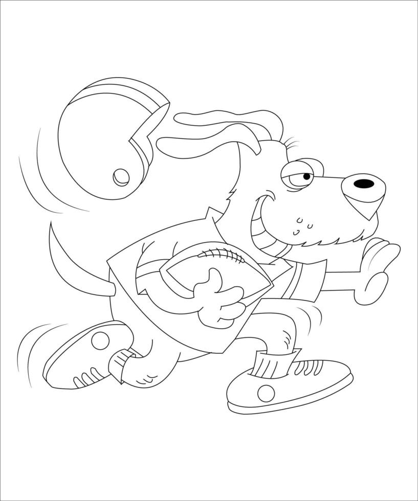 funny dog playing football, vector illustration, for kids and adult