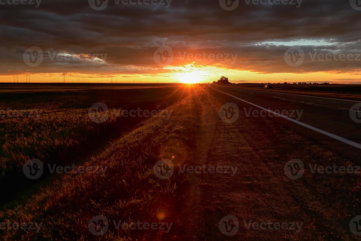 Background night track with sunset. photo