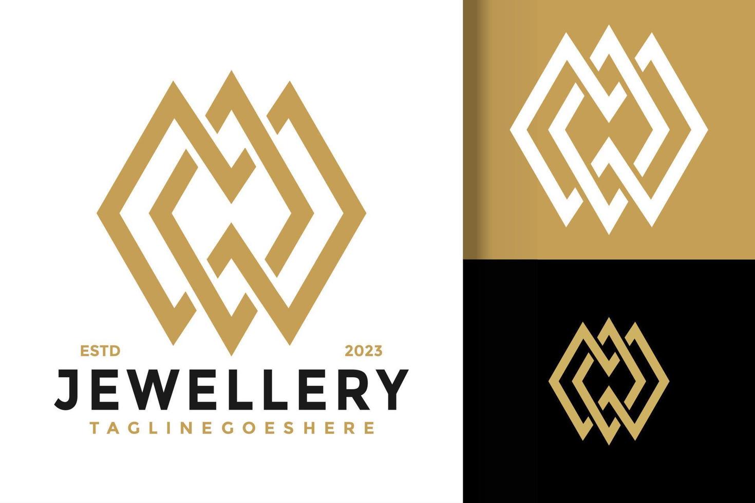 Letter M and W diamond jewelry logo vector icon illustration