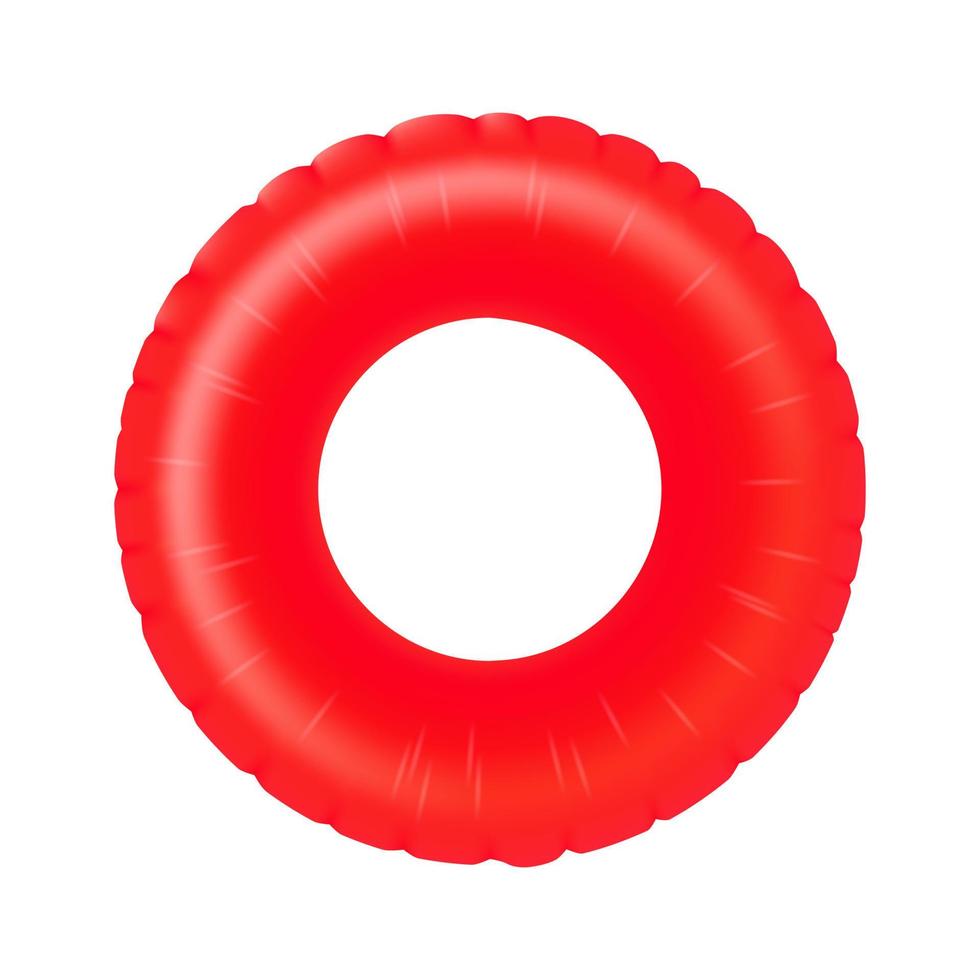Inflatable floating ring for swimming. Beach rubber lifebuoy for pool. Summer striped lifesaver, rescue tube. Flat vector illustration isolated on white background