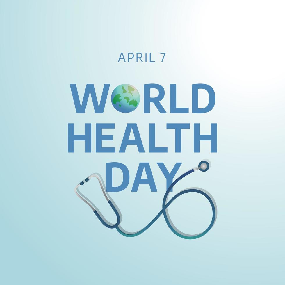 world health day vector illustration. world health day flat illustration with globe and stethoscope and heart.