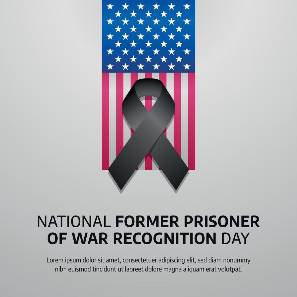 national former prisoner of war recognition day. prisoner of war recognition greeting template with american flag and black ribbon. prisoner of war day. vector