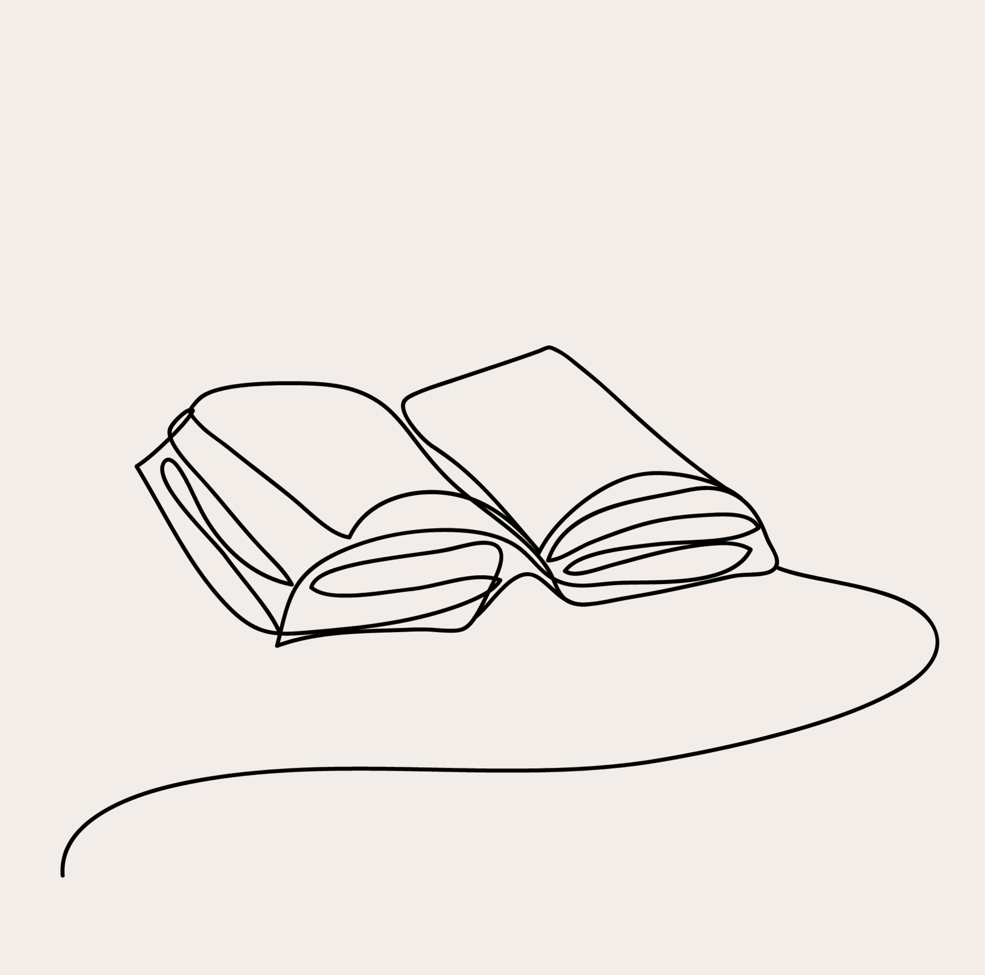 Minimalist Book Line Art, Reading Outline Drawing, Reader Simple