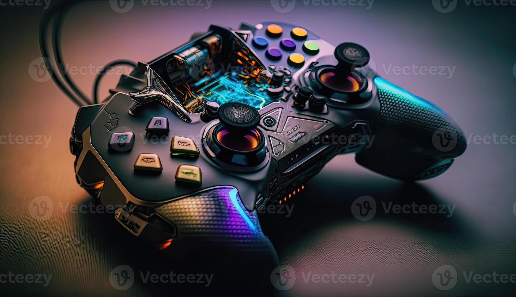 Cyberpunk gaming controller joystick, gamepad illustration photo