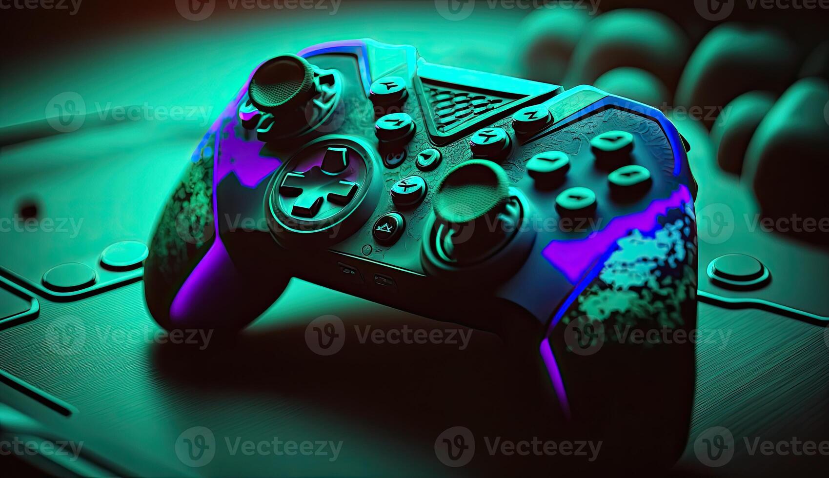 Cyberpunk gaming controller joystick, gamepad illustration photo