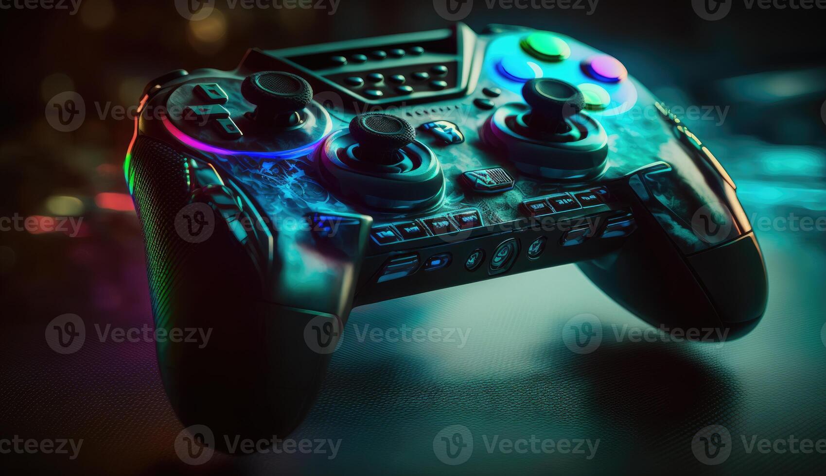 Cyberpunk gaming controller joystick, gamepad illustration photo