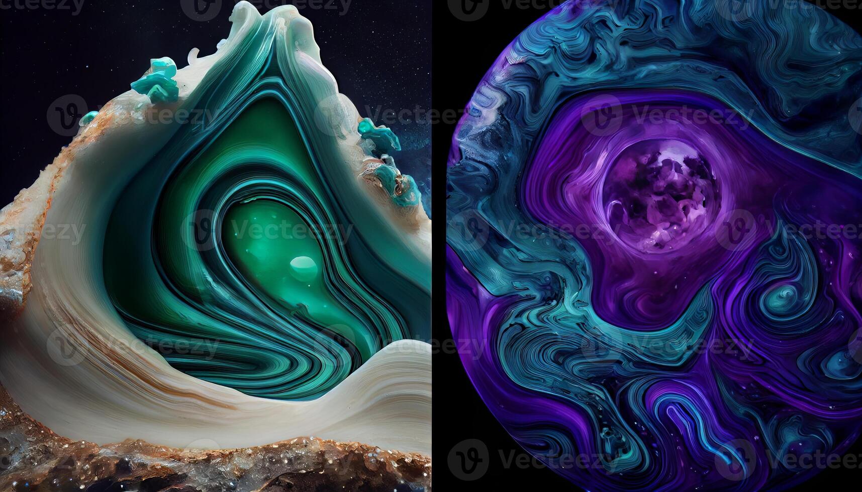 A Stunning Display of Molten Malachite Amethyst and Lapis Lazuli