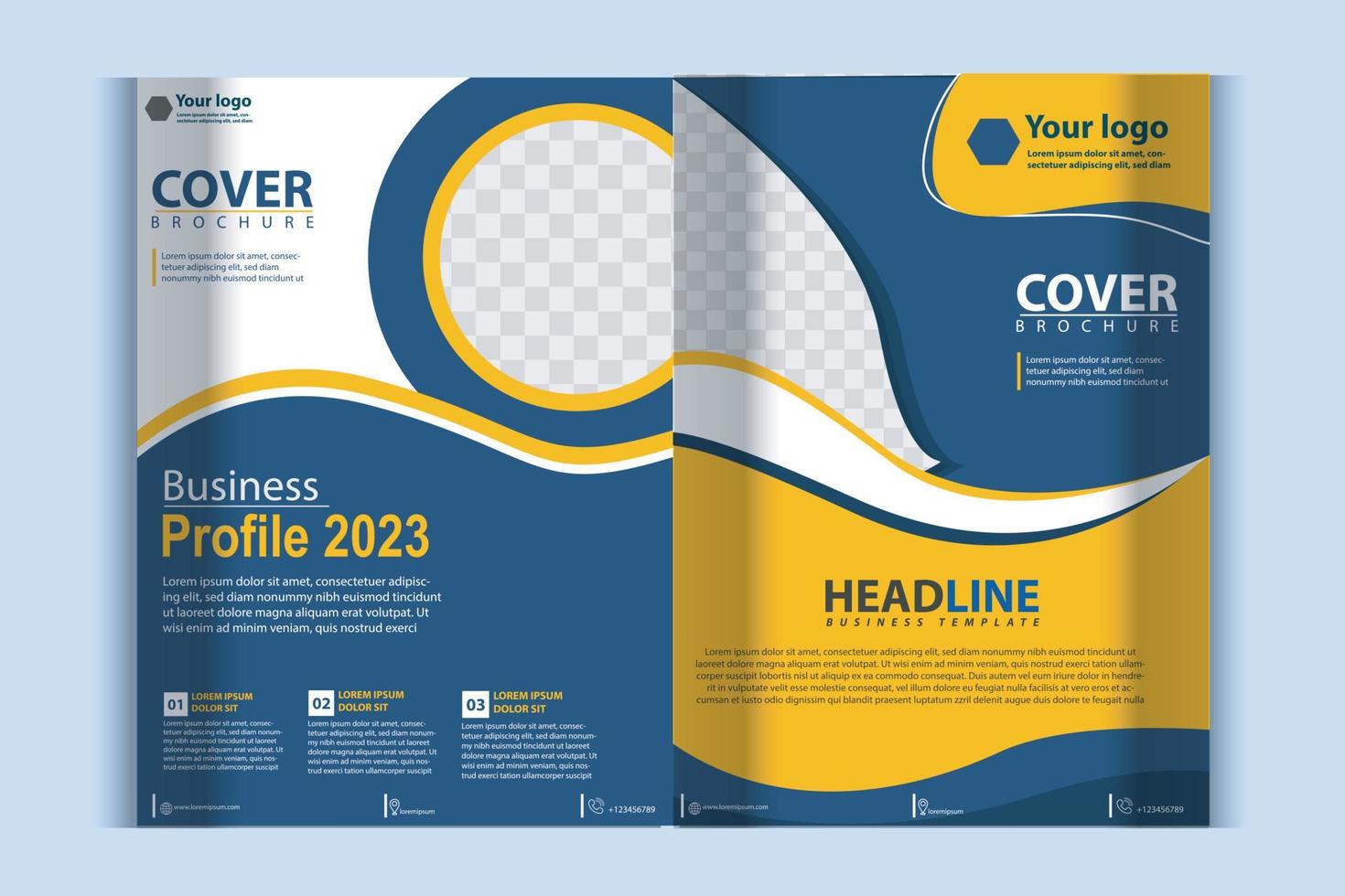 Company profile brochure template layout design, two page business brochure design, template layout design for modern business brochure vector