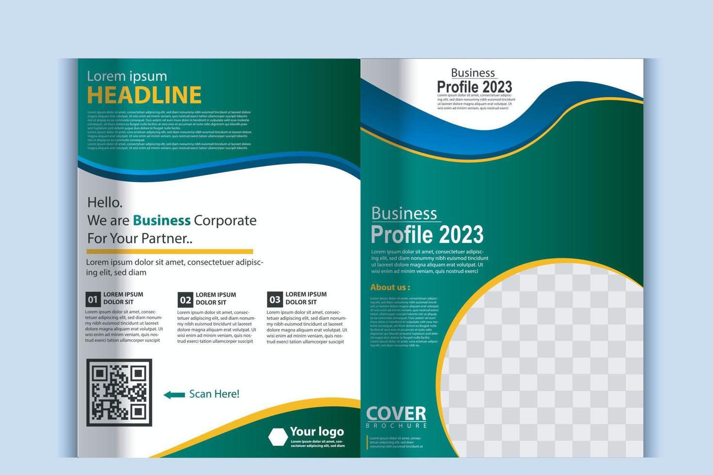 Company profile brochure template layout design, two page business brochure design, template layout design for modern business brochure vector