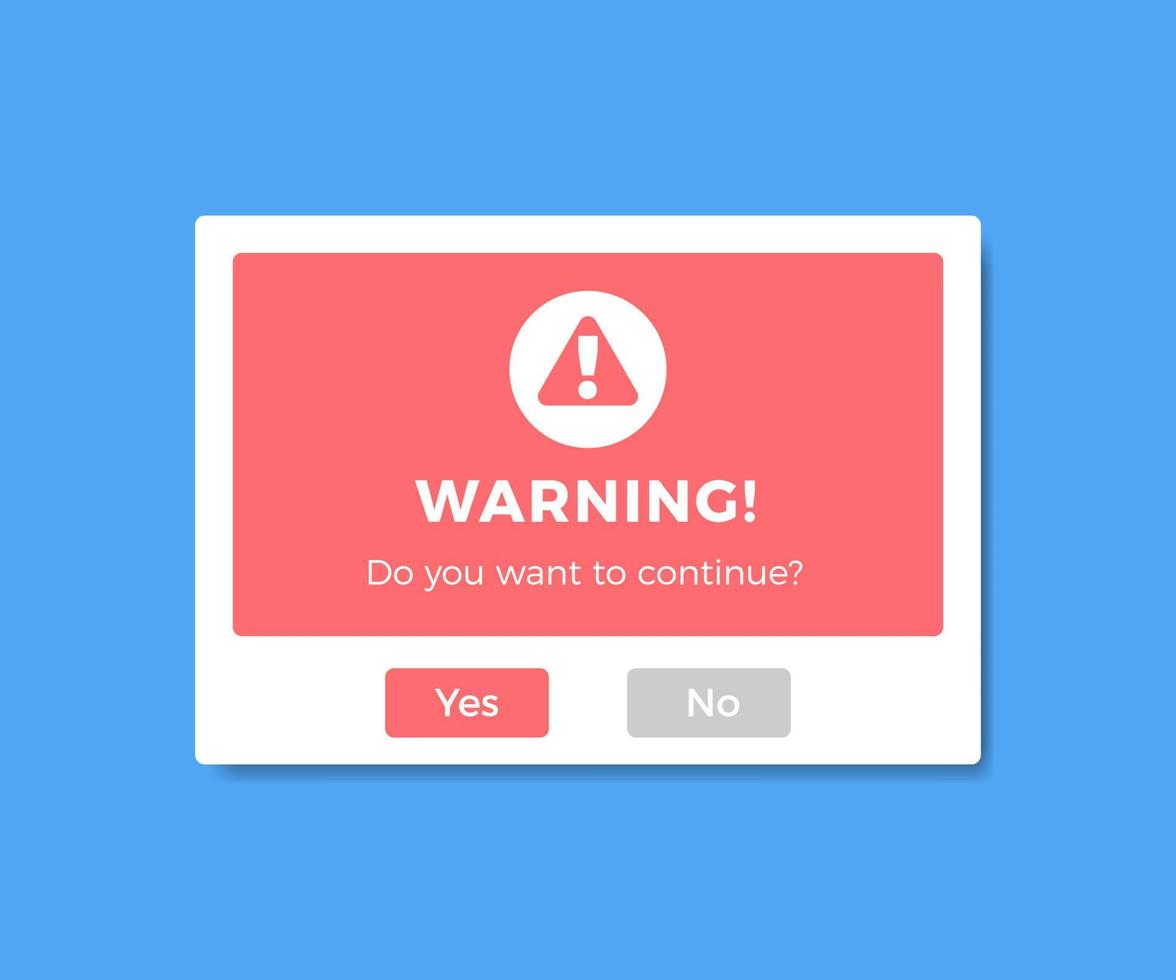 Warning Pop Up Template Notification Vector Design