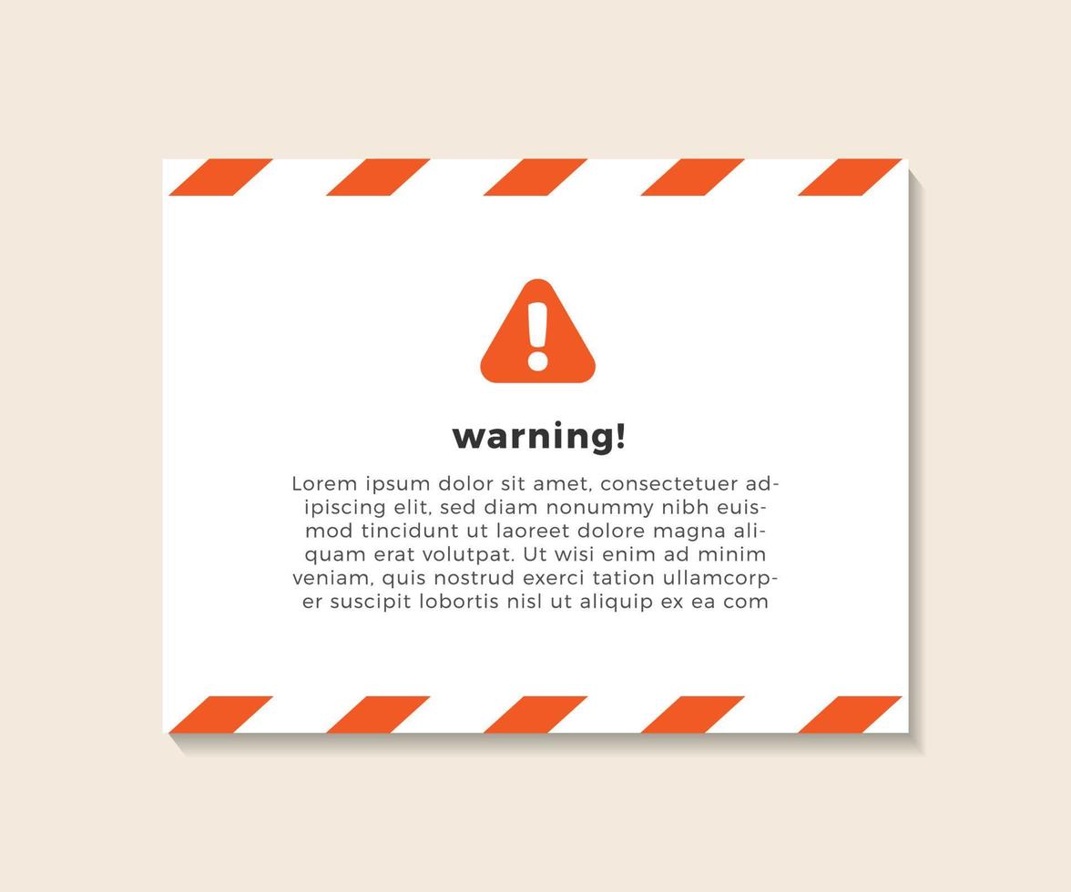 Template of Warning Pop Up Notification Isolated on A Neat Background vector