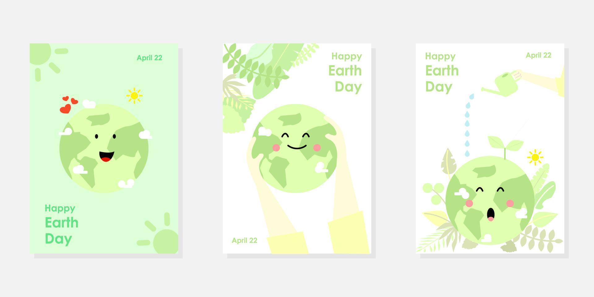 Earth day illustration set. Vector concept for graphic and web design, business presentations, marketing and print materials with attractive and eye-catching colors