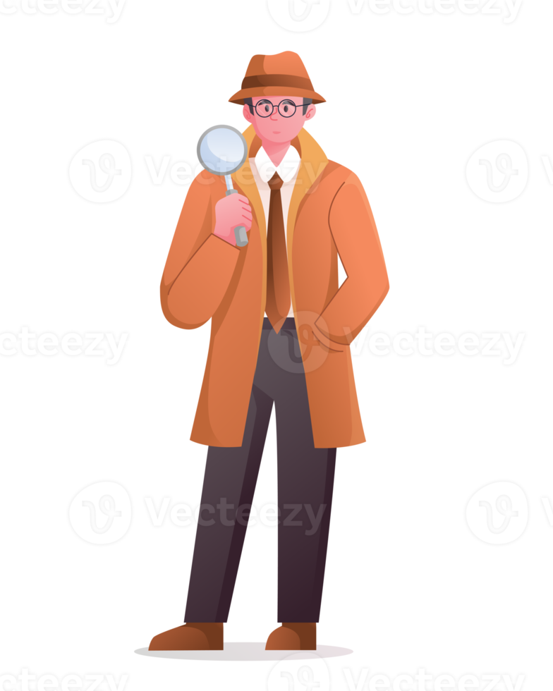 detective with magnifying glass illustration png